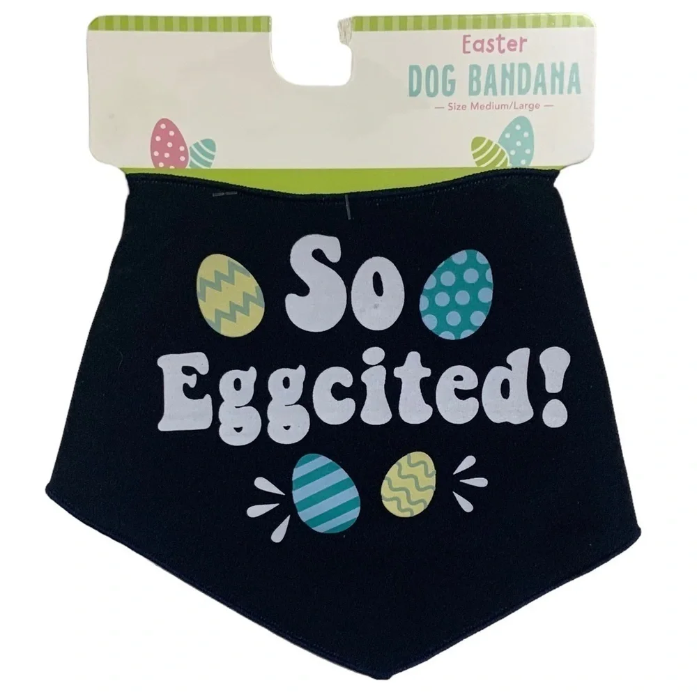 Easter Dog Bandanna Adjustable Tie On Dog Accessory Blue Multicolor Med/Large